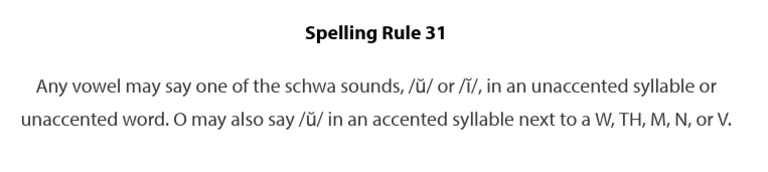 Schwa Sounds in Spelling Rule 31 | PDF