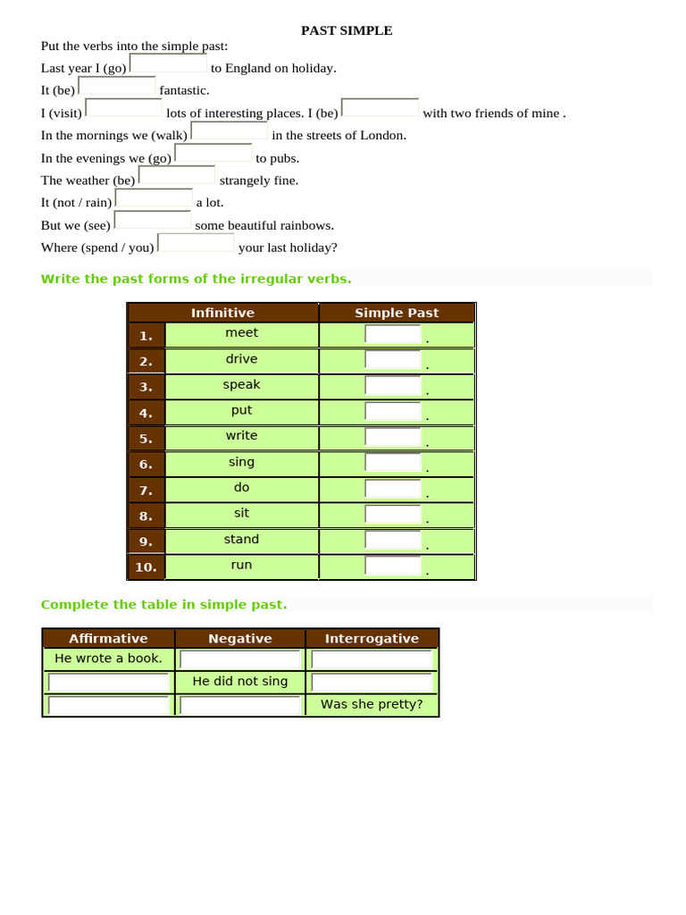 PAST SIMPLE Ex. 12.11. | PDF