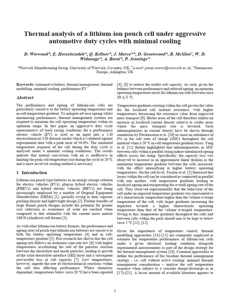 Thermal Analysis of LiPo Cell On Heavy Duty Cycles | PDF | Lithium Ion ...