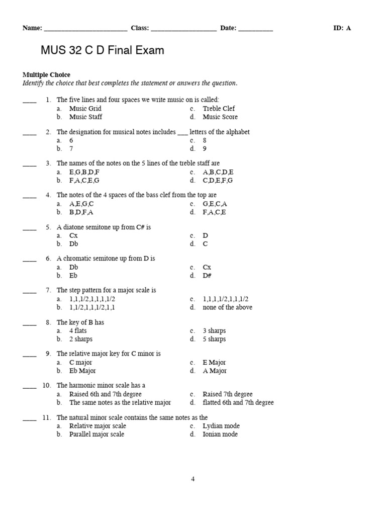 Mus 32 C D Final 2020 | PDF | Mode (Music) | Minor Scale