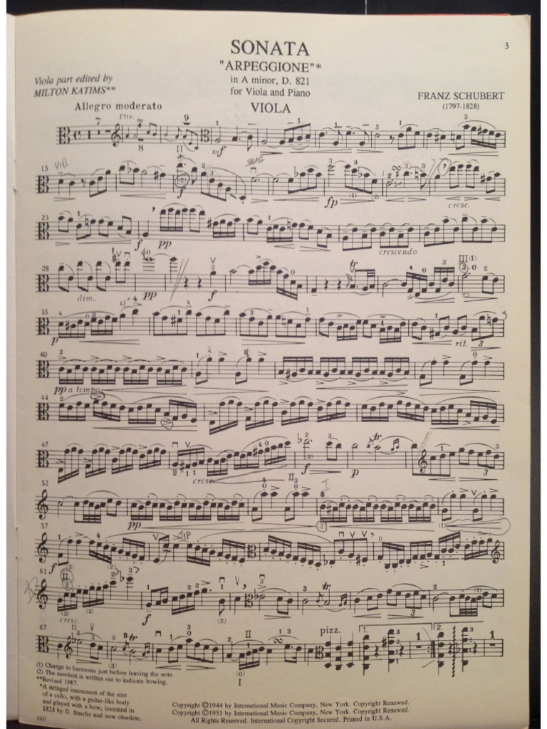 Schubert Arpeggione - Sonata in A Minor For Viola | PDF