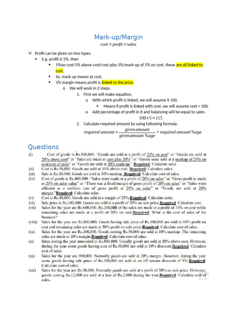 Lecture 57 Markup Margin Pdf Pricing Economies