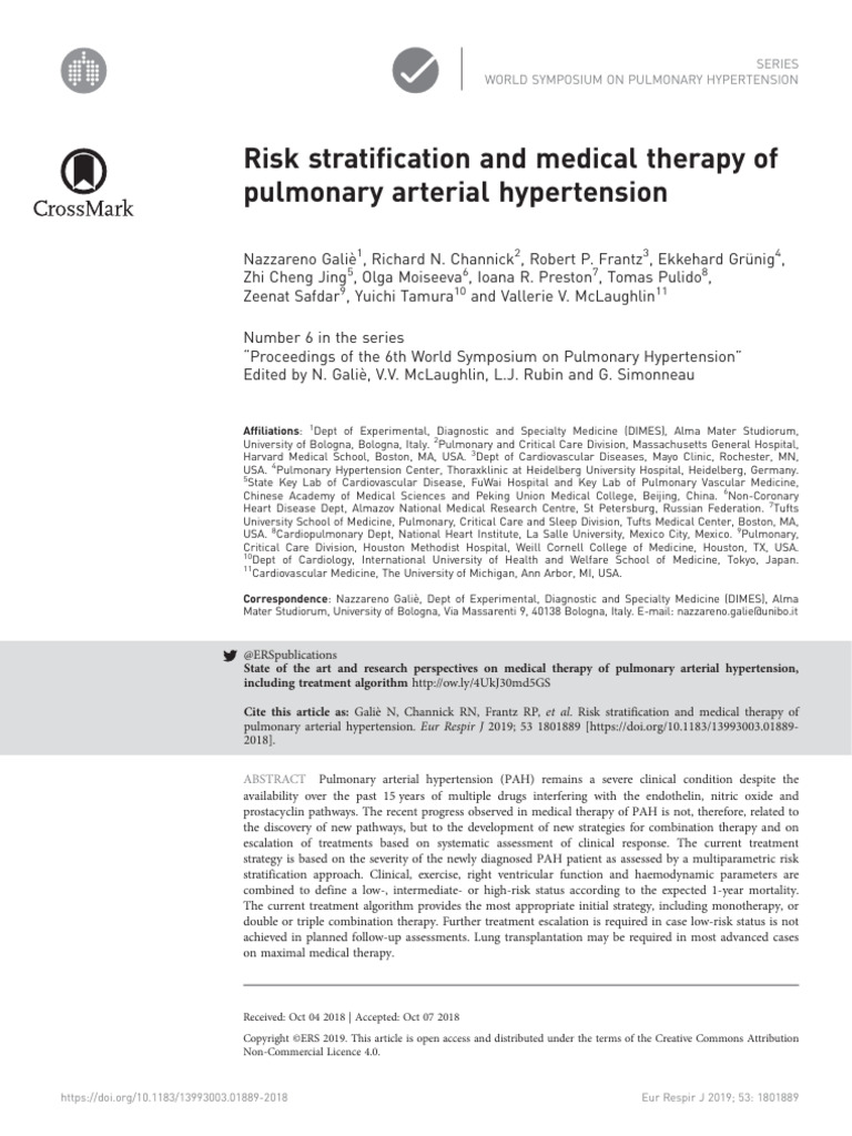 Risk Stratification and Medical Therapy of Pulmonary Arterial ...