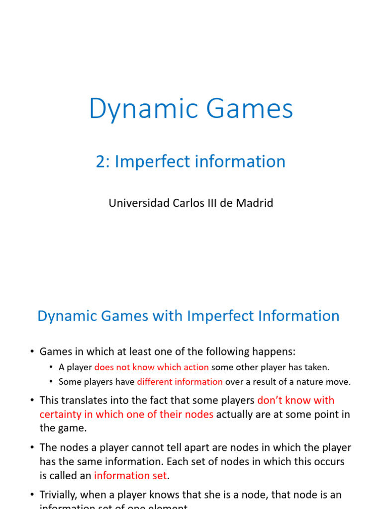 Dynamic Games with Imperfect Information | PDF | Systems Theory ...