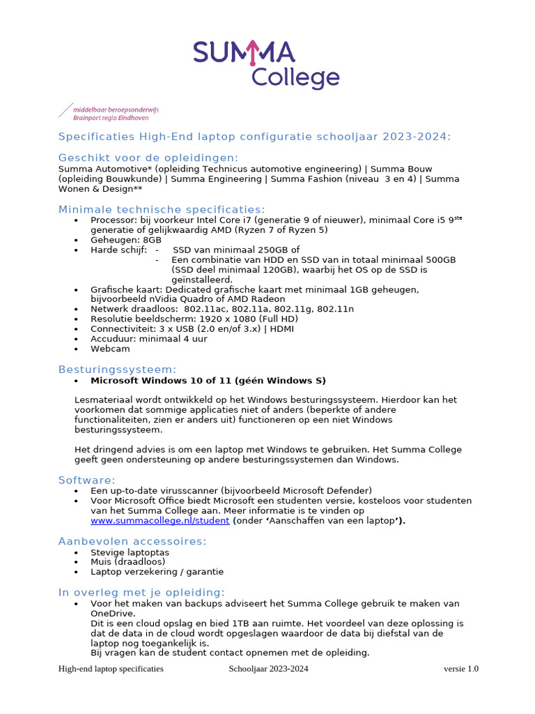 High End Specificaties | PDF