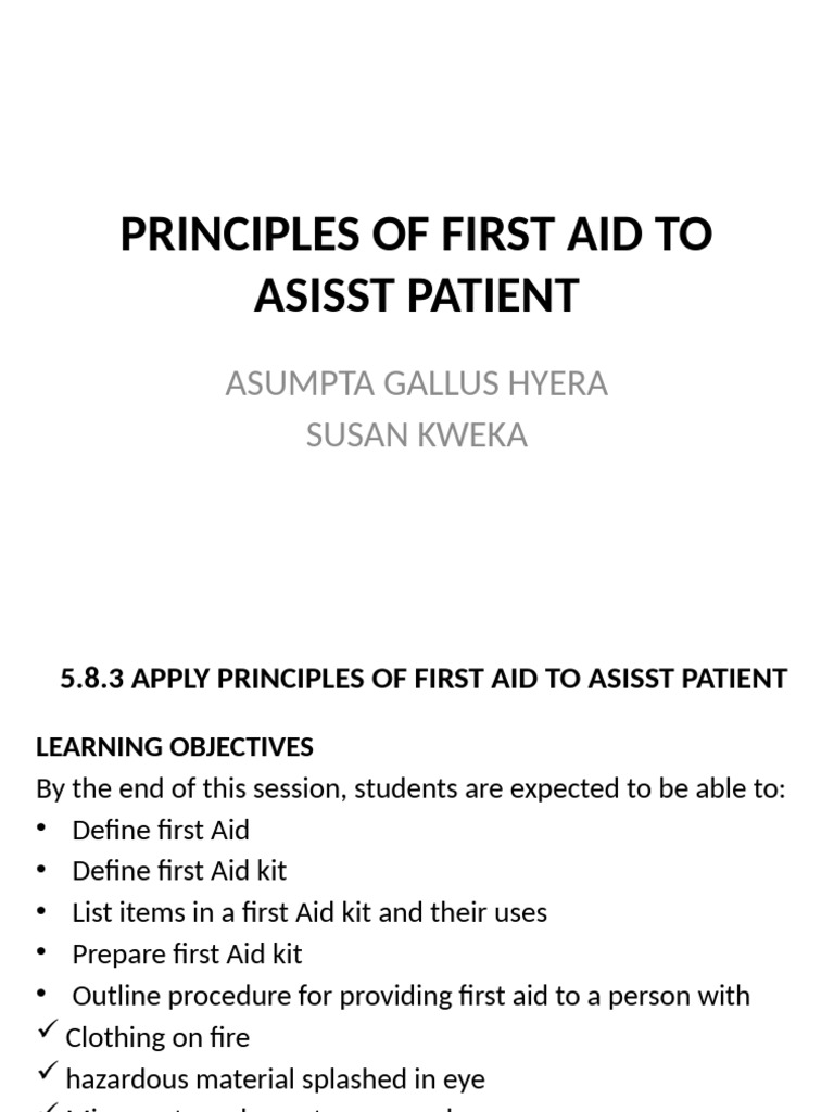 First Aid Principles and Kit Essentials | PDF | First Aid | Wound