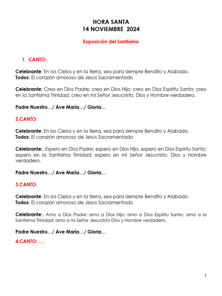 Guía para Hora Santa 2024 | PDF | eucaristía | María, madre de Jesús