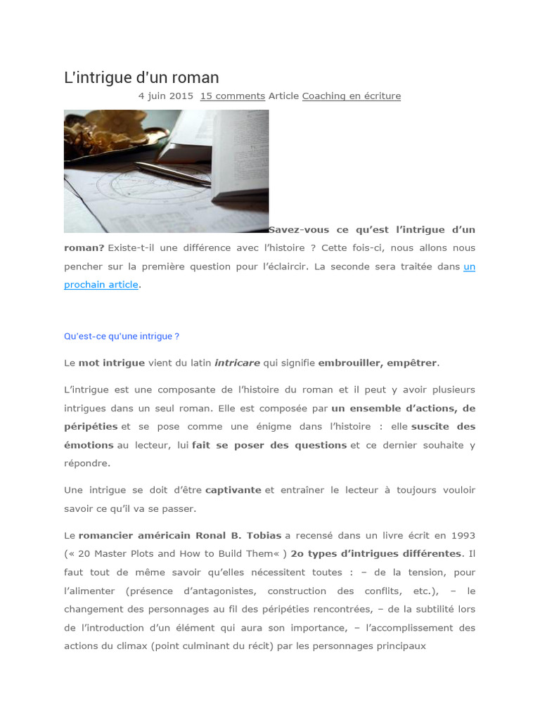 Comprendre l'intrigue d'un roman | PDF | Romans