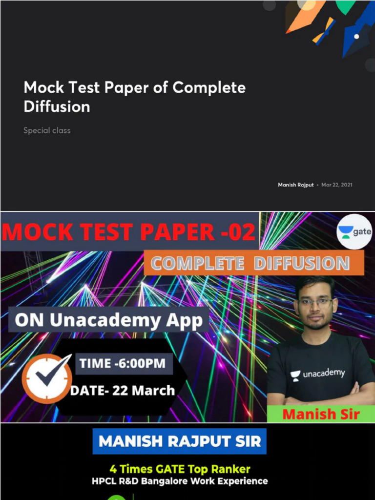 Mock Test Paper of Complete Diffusion No Anno | PDF