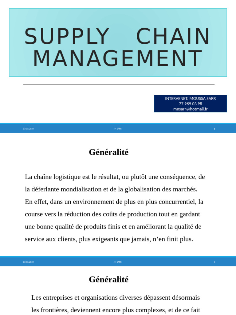 Gestion de la Supply Chain en Français | PDF | Logistique | Gestion de ...