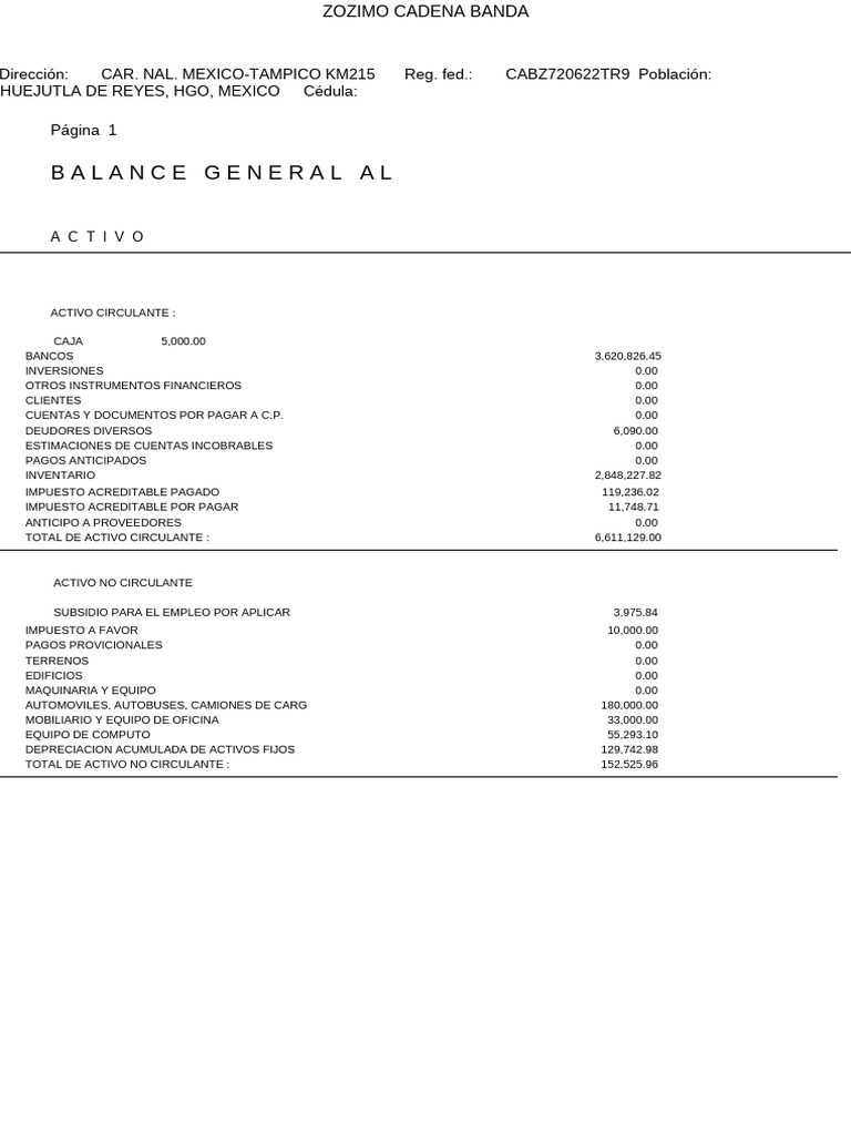 Balance General | PDF | Hoja de balance | Contabilidad financiera