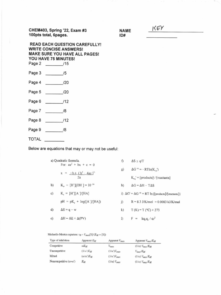 Practice Exam 3 - Key | PDF