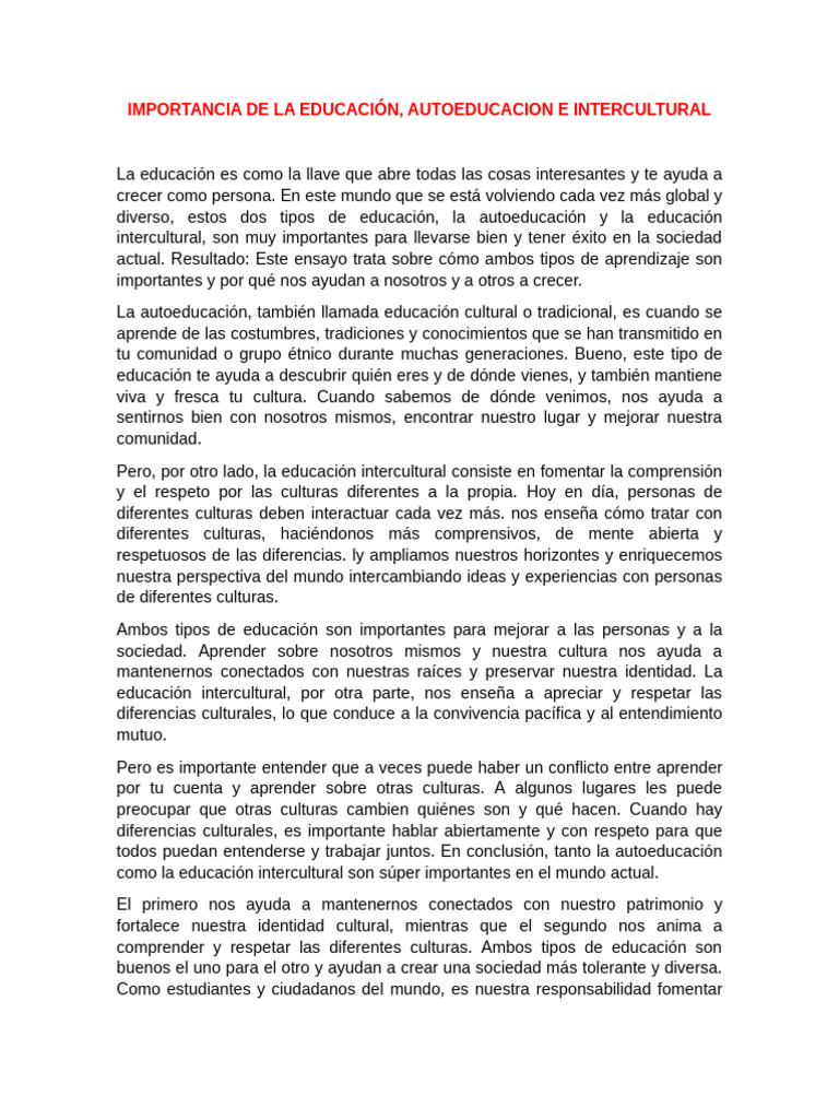 Importancia de La Educación | PDF | Sociedad | Educación en artes liberales