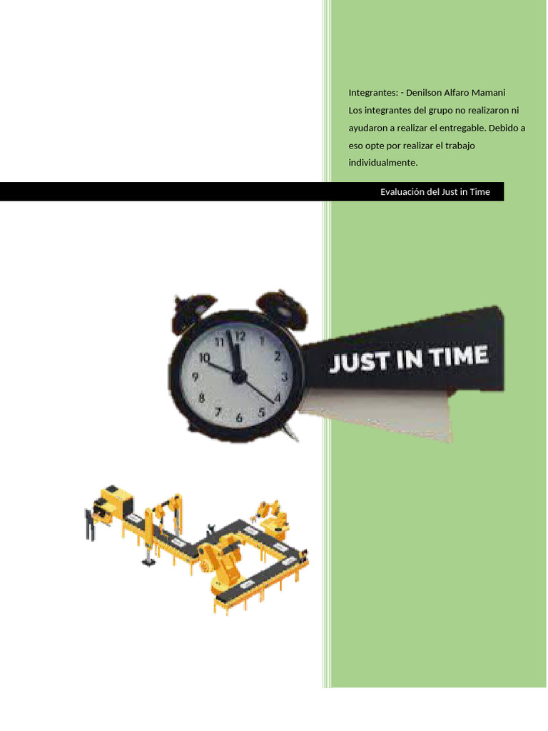 Evaluación de la Metodología Just in Time | PDF | Lean Manufacturing ...
