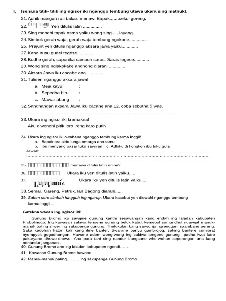 Bahasa Jawa Kelas 4 5 | PDF