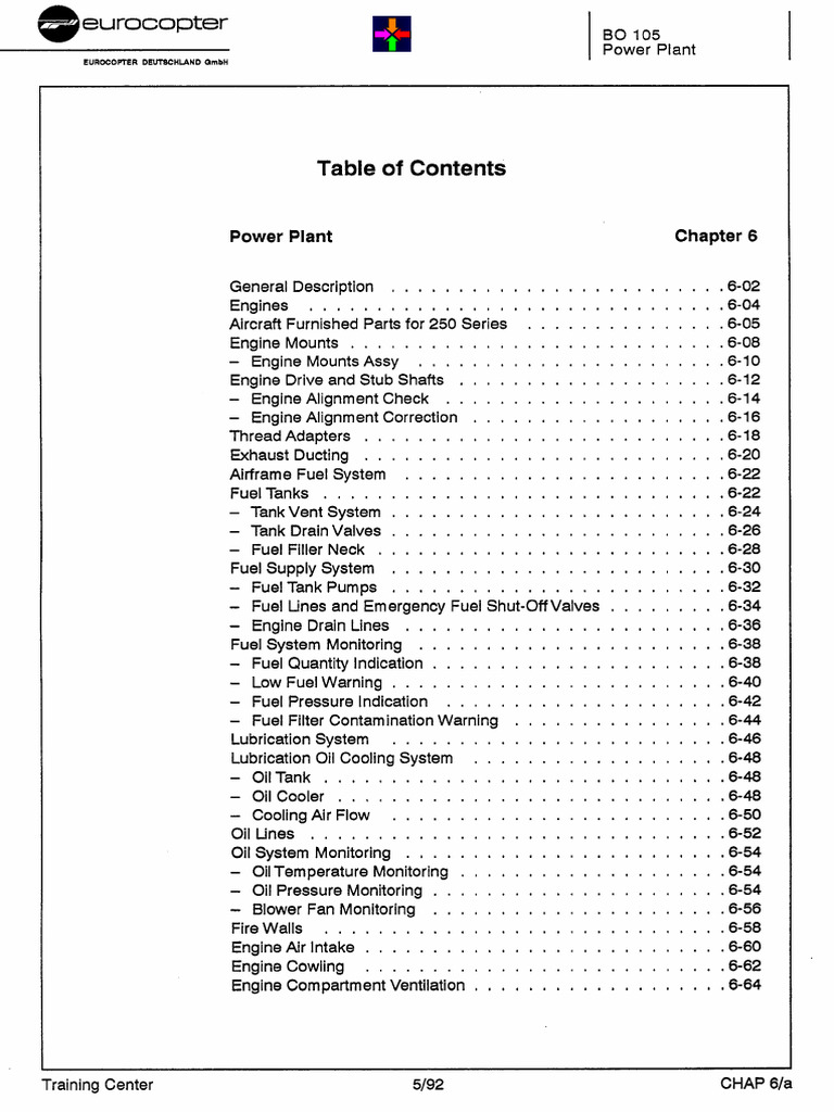BO 105 H Power Plant Chapter 6 | PDF