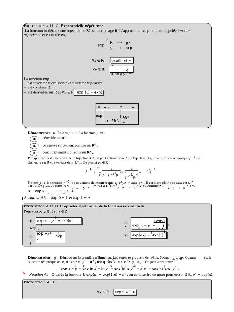 Propriétés de la fonction exponentielle | PDF | Limite (mathématiques ...