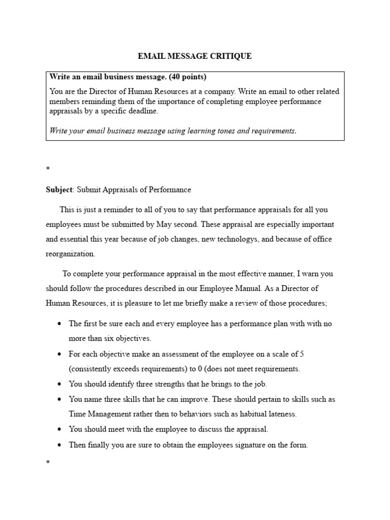 Email Message Critique PDF