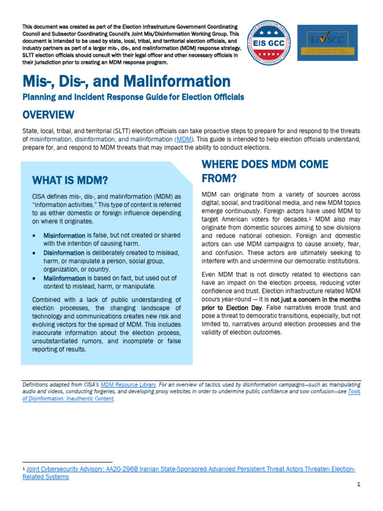 MDM Incident Response Guide 508 1 | PDF | Elections | Social Media