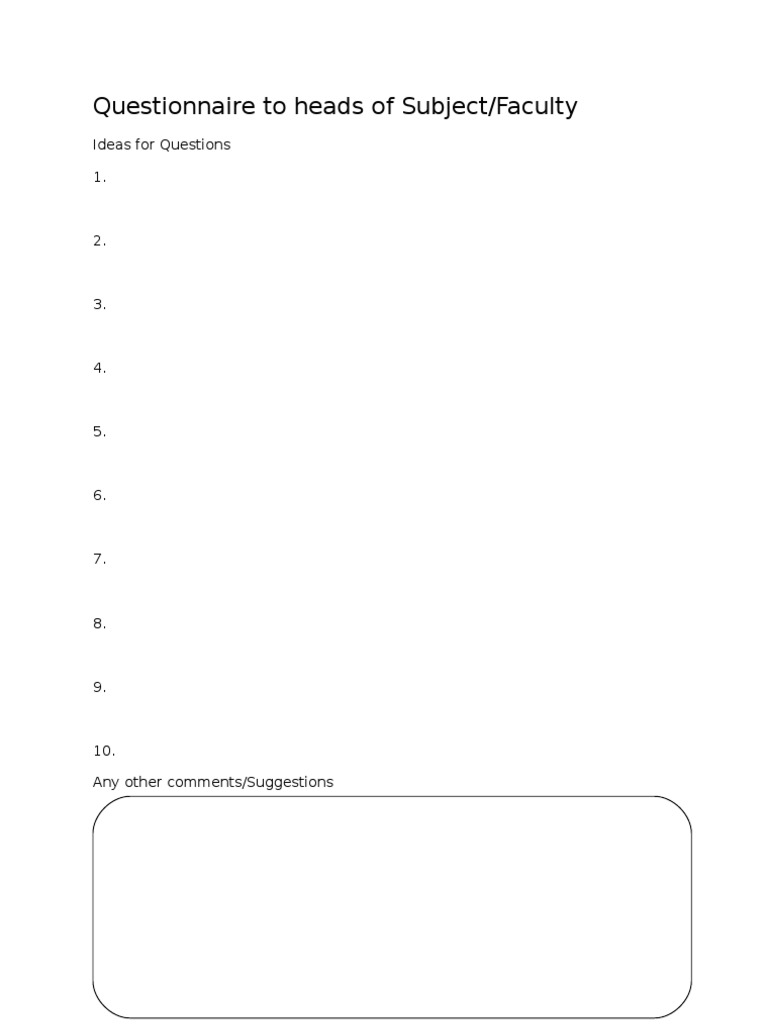 Questionnaire To Heads of Subject PDF