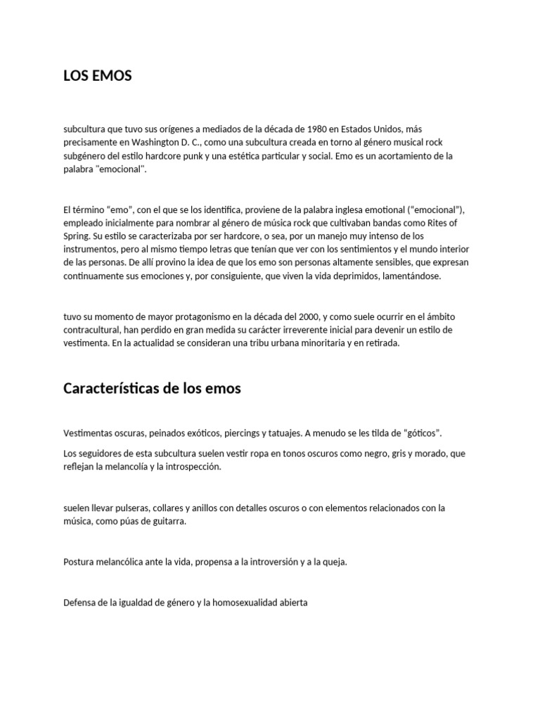 Evolución de la subcultura emo | PDF | Ciencias sociales