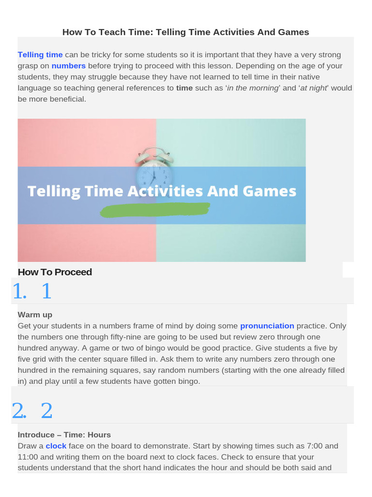 How to Teach Time | PDF | Clock | Hour