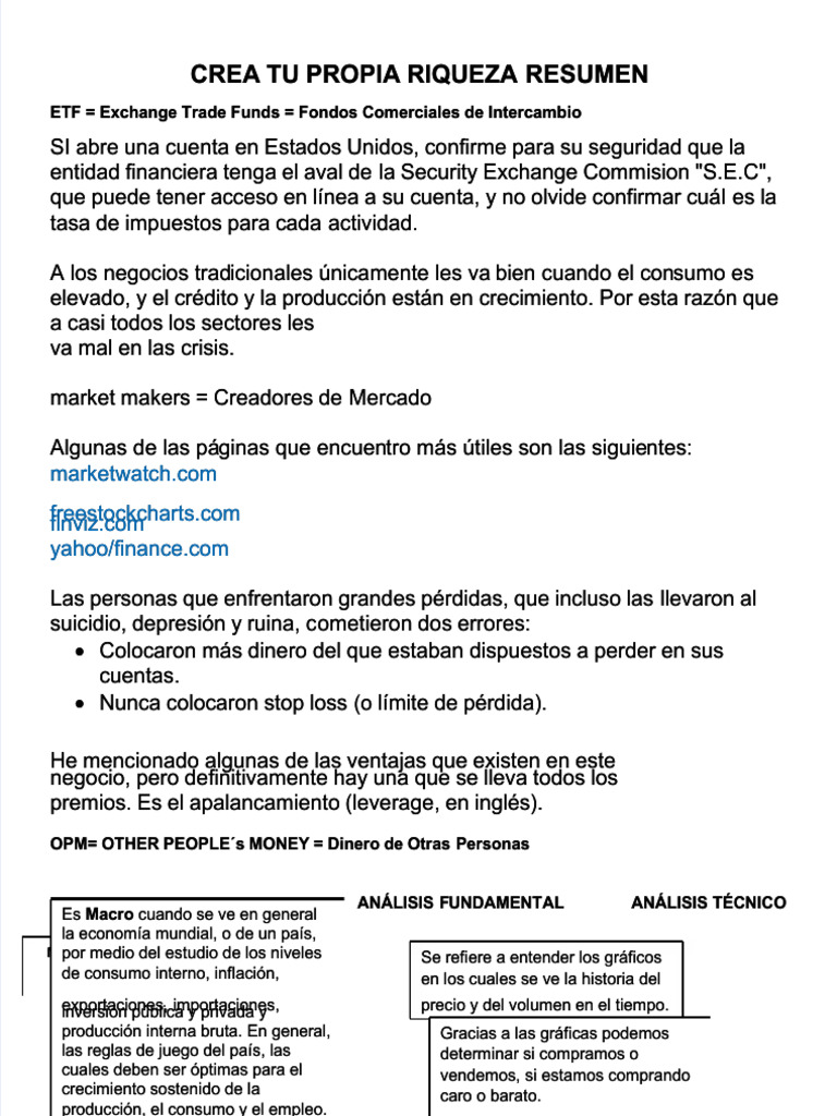 PDF Crea Tu Propia Riqueza RESUMEN Compress | PDF | Eurozone ...