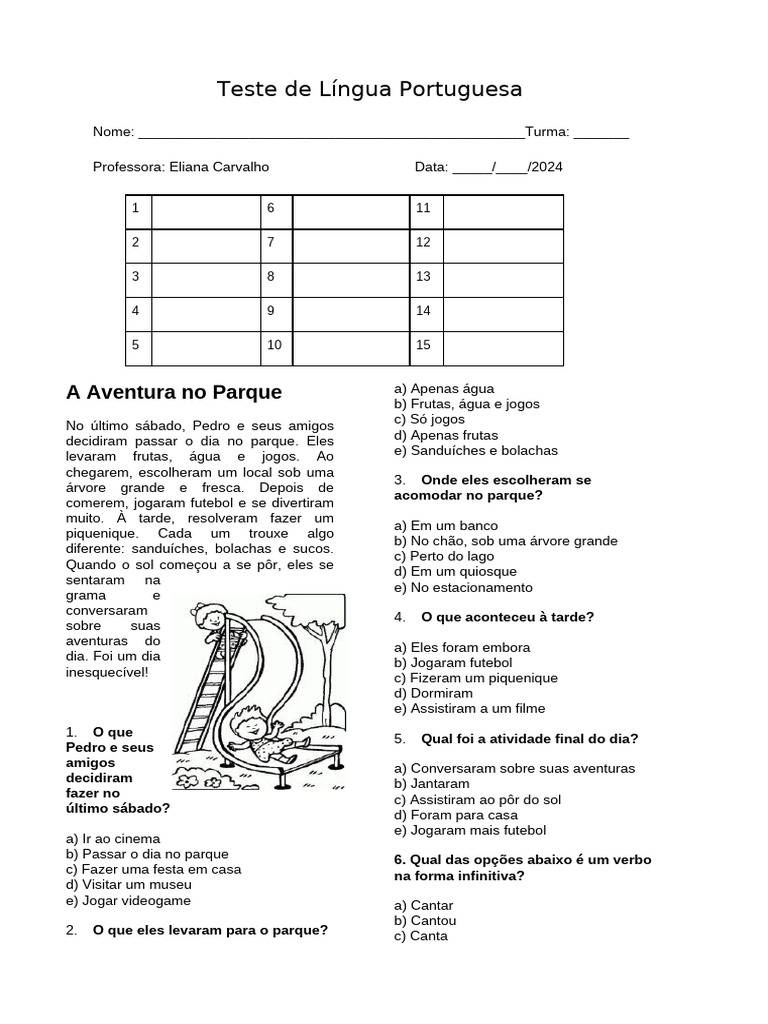 Teste de Português 6º Ano | PDF