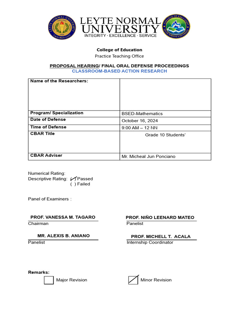 Cbar Minutes Form | PDF