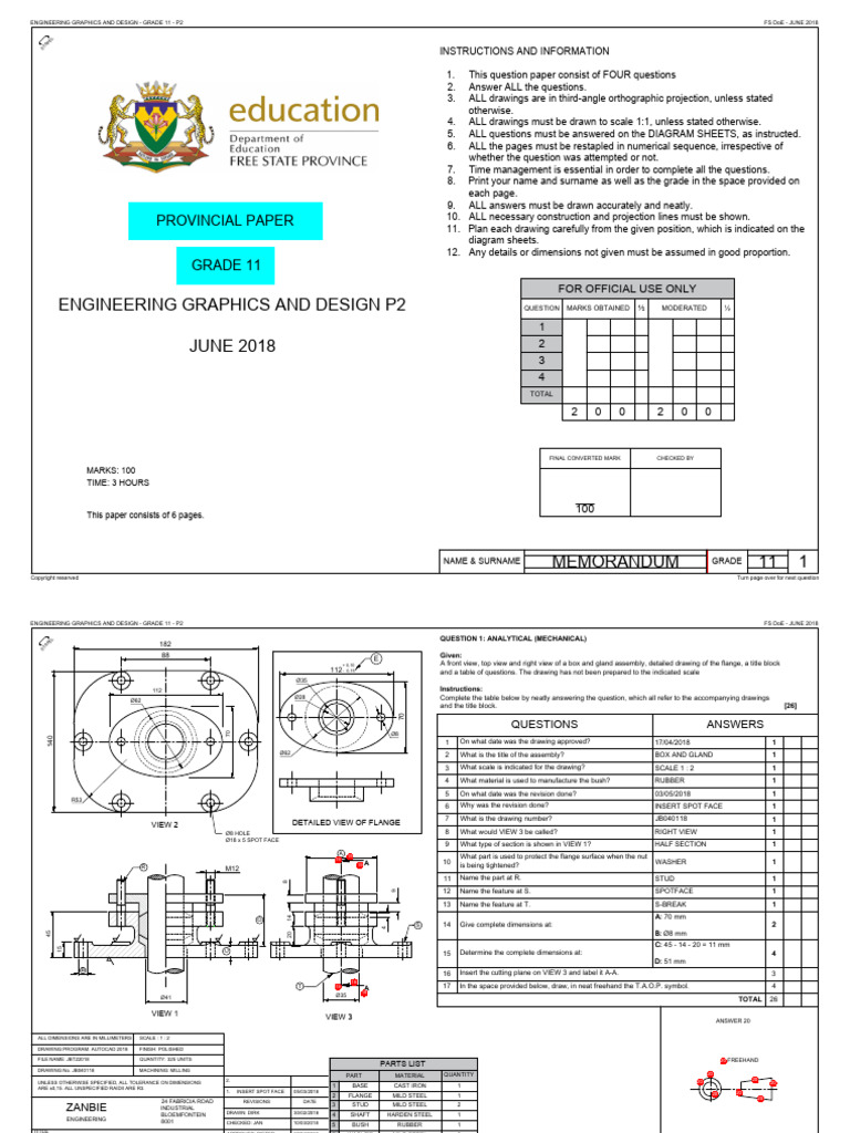 EGD P 2 GRD 11 June 2018 MEMO | PDF | Technical Drawing