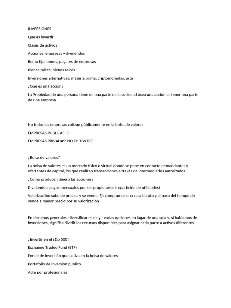 Guía Completa de Inversiones y Activos | PDF | Fondo de inversion ...