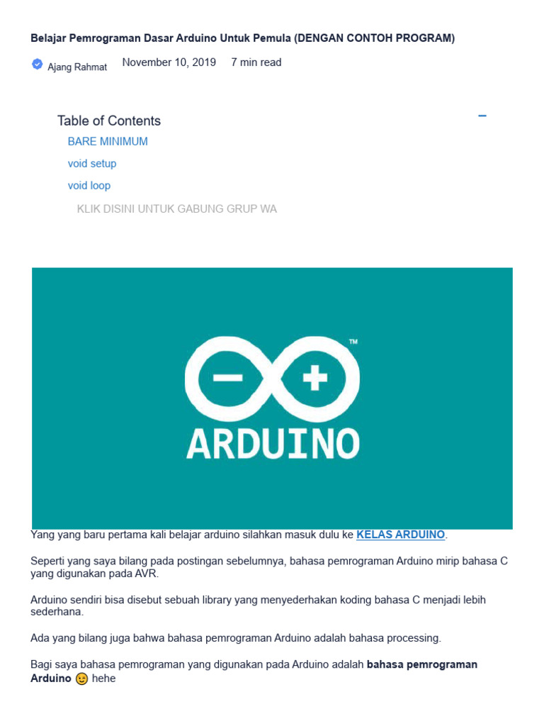 BelajBelajar Pemrograman Dasar Arduino Untuk Pemula (DENGAN CONTOH ...