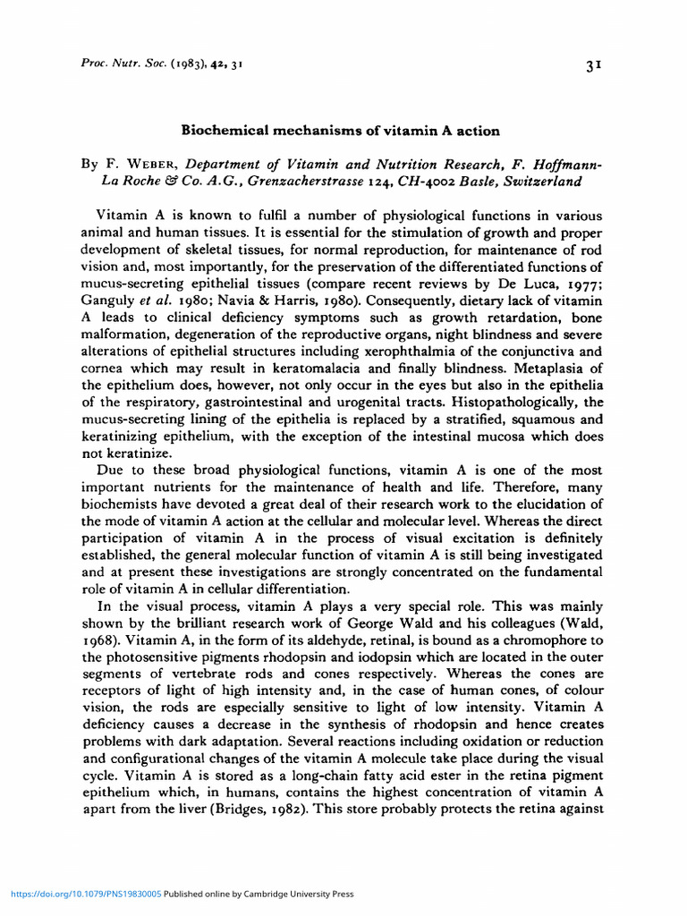 Biochemical Functions of Vitamin A | PDF | Vitamin A | Retinal