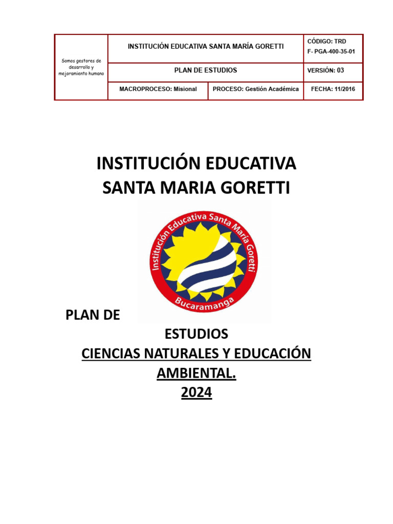 Pla de Area 2024 | PDF | Plan de estudios | Educación de la primera ...