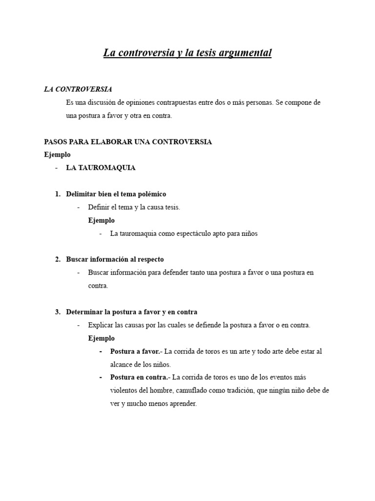 La Controversia y La Tesis Argumental | PDF | Toreo | Vacas
