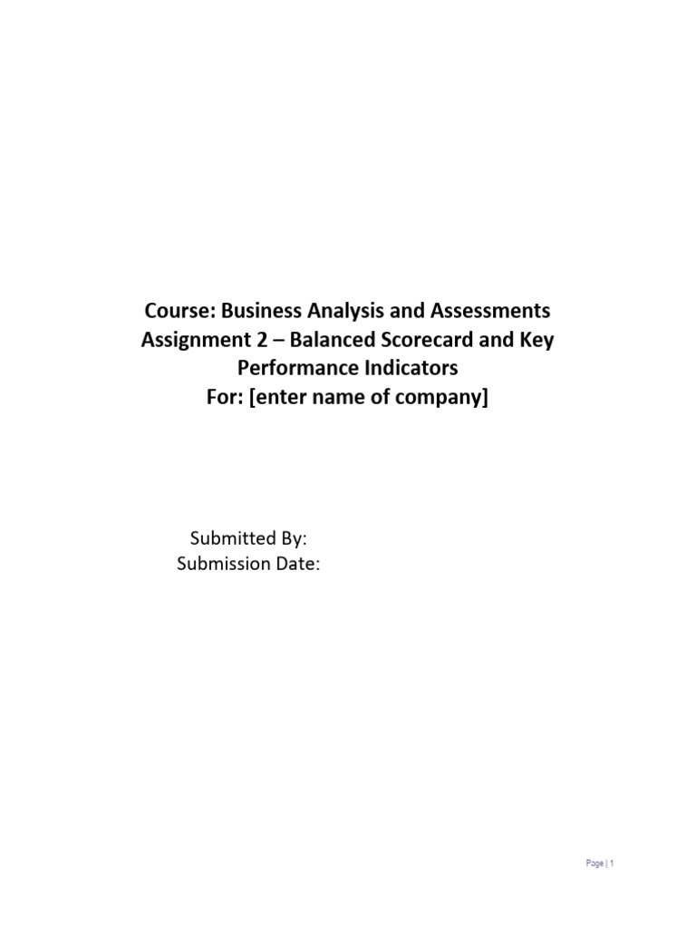 Assignment - Balanced Scorecard and KPIs - Template | PDF | Performance ...