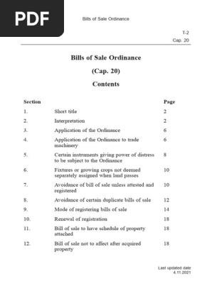 Bill of Sales Ordinance