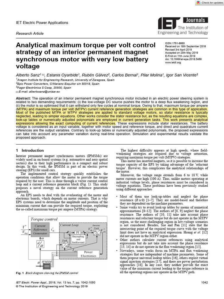 Maximum Torque Control for Low-Voltage Motors | PDF | Electric Motor ...