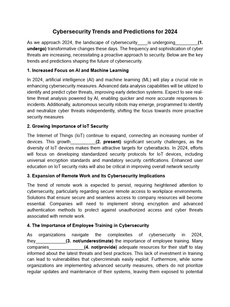 Cybersecurity Trends for 2024 Insights | PDF | Security | Computer Security