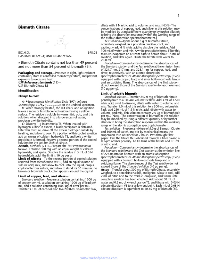 Bismuth citrate pdf nitric acid atomic absorption spectroscopy