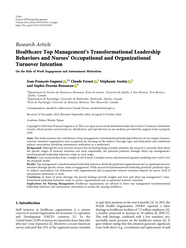 Healthcare Top Managements Transformational Leade | PDF | Leadership ...