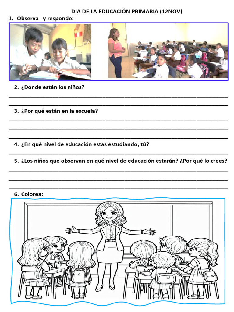 Ficha Comun Dia de La Educacion Primaria | PDF | Educación primaria ...