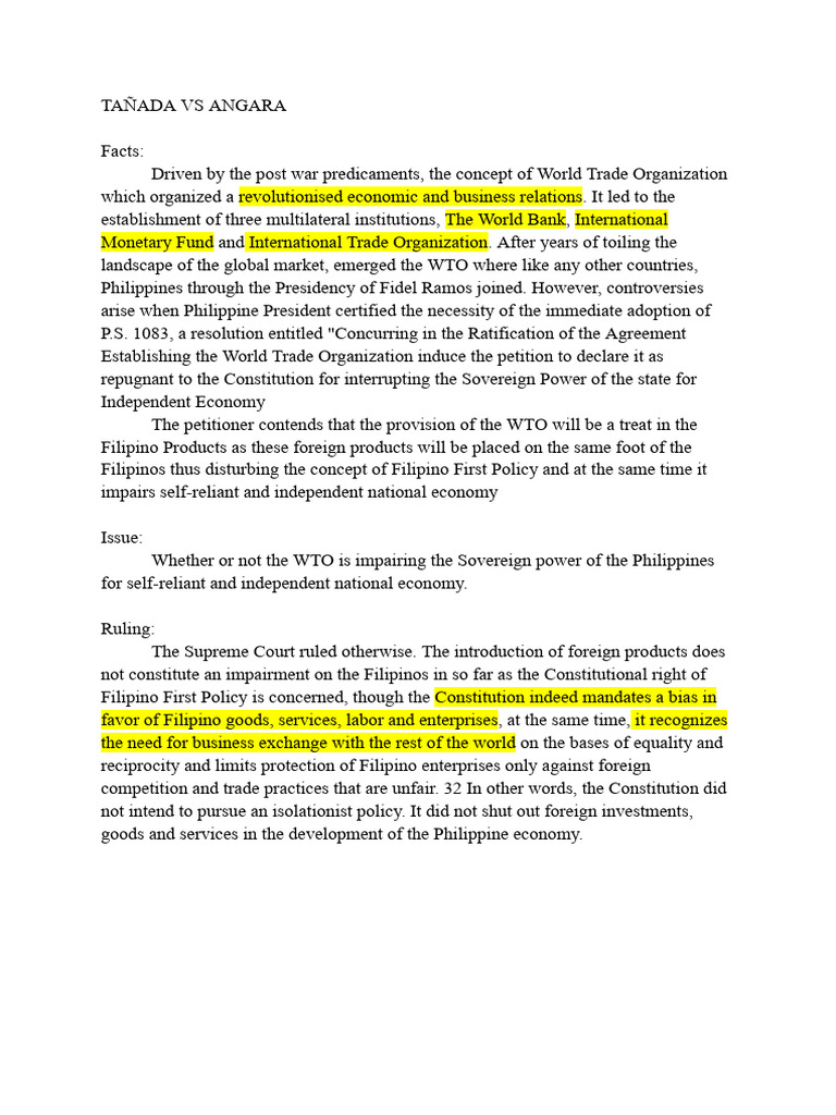 Tañada VS Angara | PDF | Politics