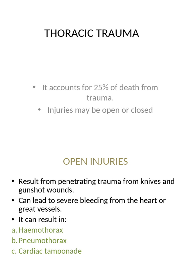 THORACIC TRAUMA | PDF | Thorax | Major Trauma