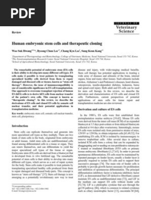 Human Embryonic Stem Cells And Therapeutic Cloning Stem Cell