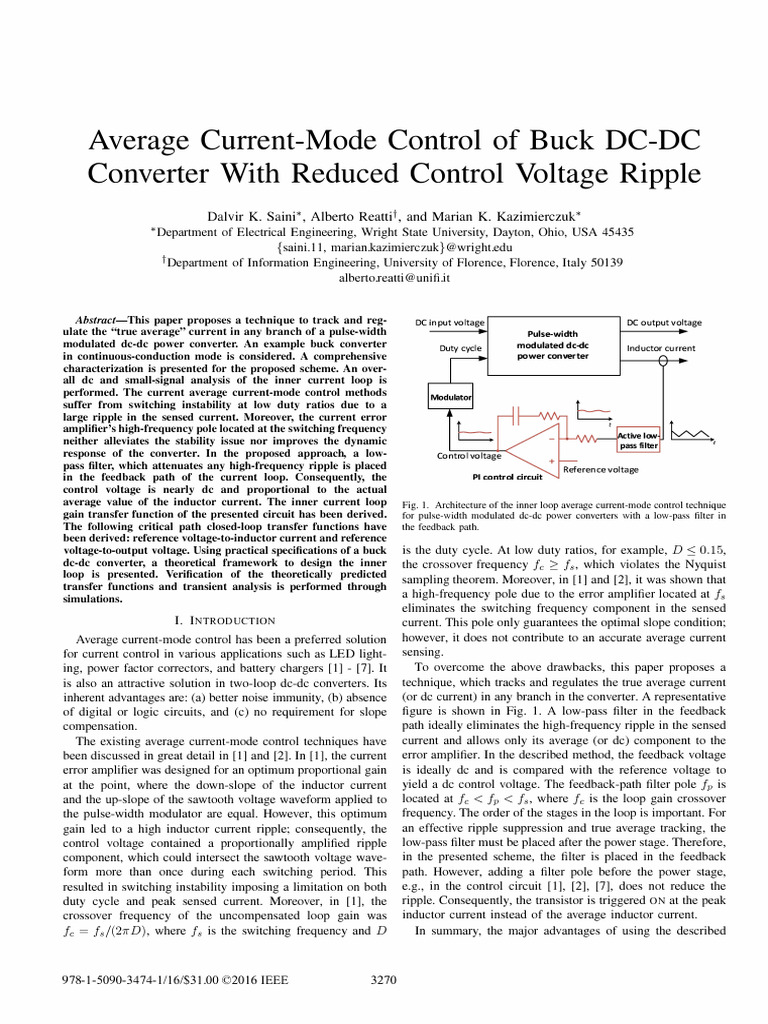 Average Current-Mode Control for Buck Converters | PDF | Amplifier ...