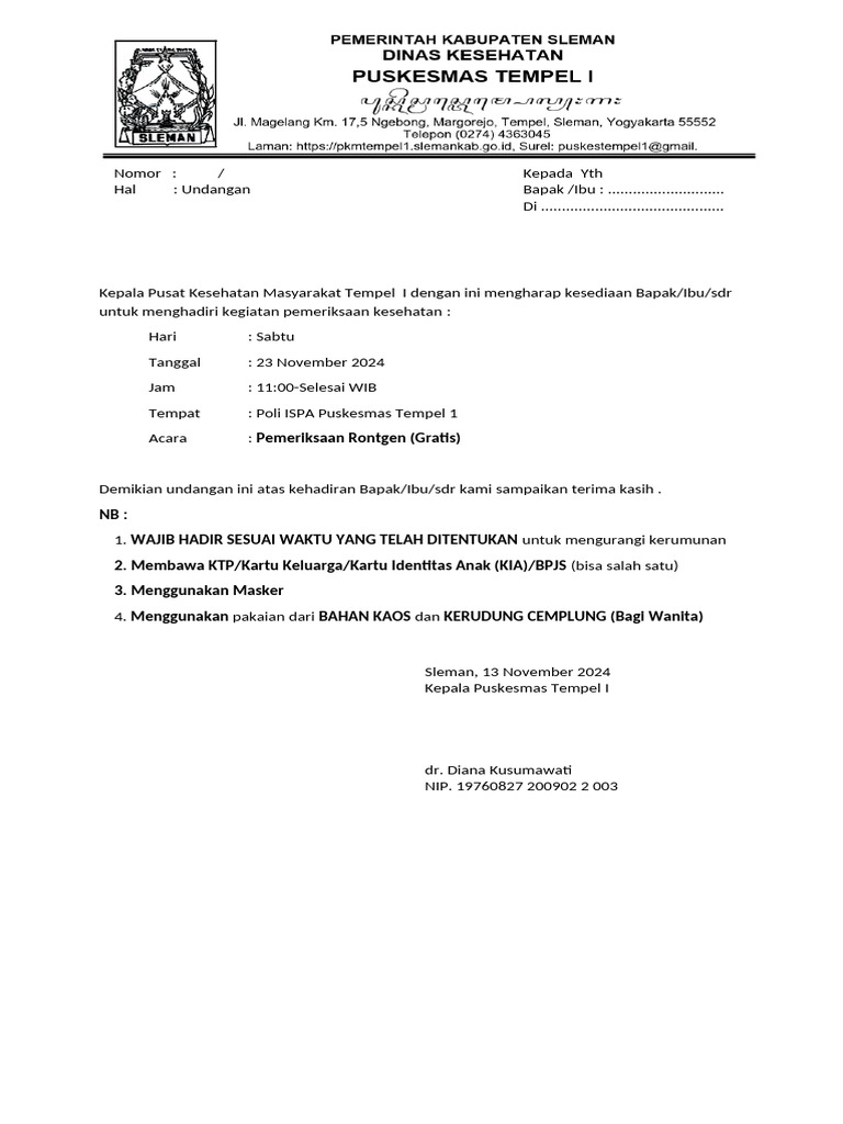 Undangan Rontgen ACF | PDF | Kesehatan Holistik