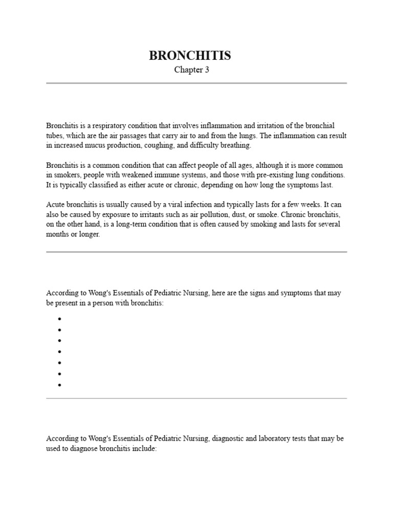BRONCHITIS | PDF | Bronchitis | Cough