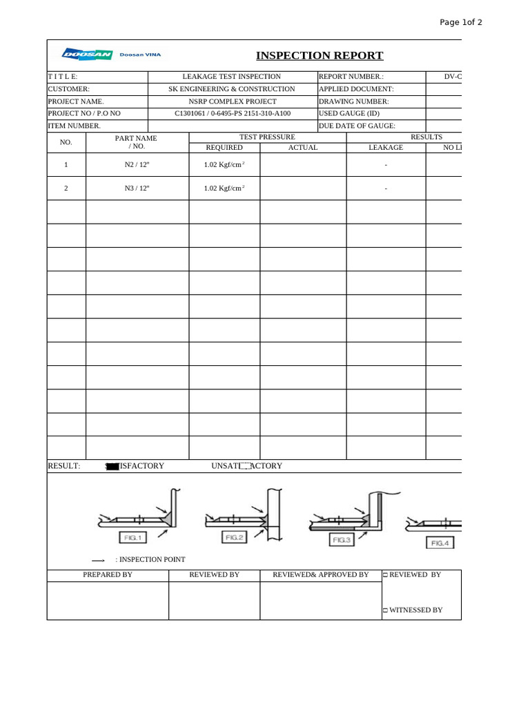 Leakage Test Inspection Report | PDF