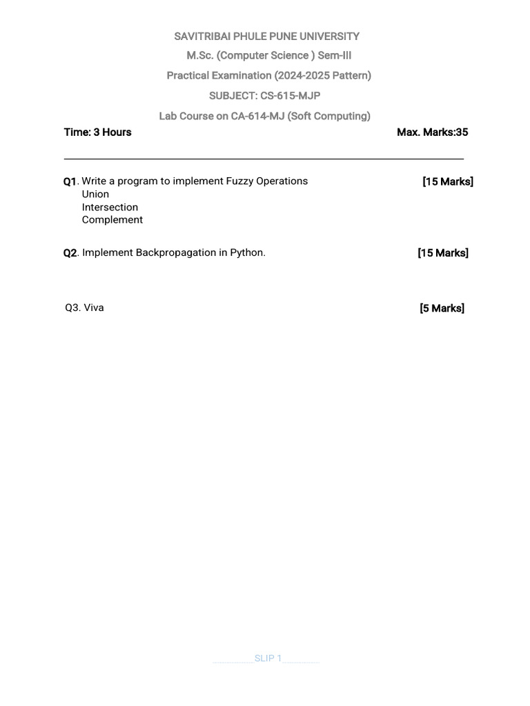 Soft Computing Lab Exam Guidelines | PDF